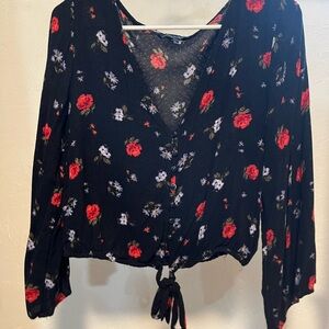 American Eagle Outfitters Black Floral Blouse